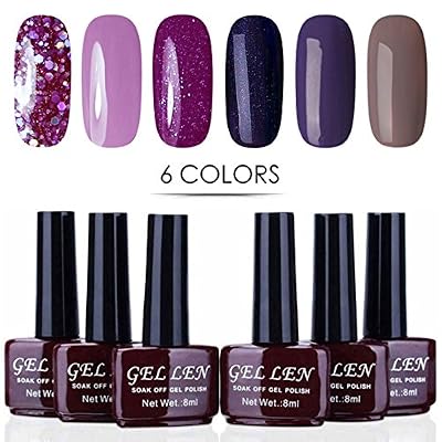 Gellen Vernis Gel Semi Permanent UV LED - Gellen Vernis à Ongles Nail Gel Soak off Manucure Kit 6×8ml #WP002