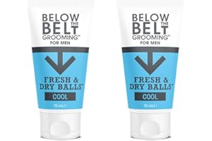 Below The Belt Grooming Fresh & Dry Ball Cool Ball, Dezodorant Intymny Dla Mężczyzn, Ochrona Przed Potem, Zapachem i Otarciem, Świeży Zapach Mięty, 2 x 75ml