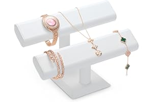 Oirlv 2 Tier Watch Stand PU Leather Bracelet Holder Bracelet Bangle Stand Black Jewelry Organizer Stand and Display Detachable Bangle Display for Wrist Watch, Bangles and Bracelet