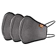 Marc Loire Unisex ISO CE Certified Reusable & Washable 5-Layered Outdoor Protection Face Mask with Improved Head Loops (Steel Grey) - Pack of 3