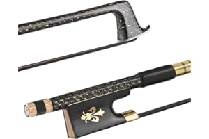 Btuty Arco de violín 4/4 Violín Arco de Bien Equilibrado Trenzado Dorado Fibra de Carbon Round Stick Rana de Ébano AAA Mongolia Crin Negra
