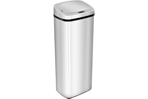 HOMCOM Papelera de Cocina 50L Cubo de Basura Cocina con Sensor Detector de Movimiento y Apertura Automático de Acero Inoxidable y ABS 33x25x58 cm Plata