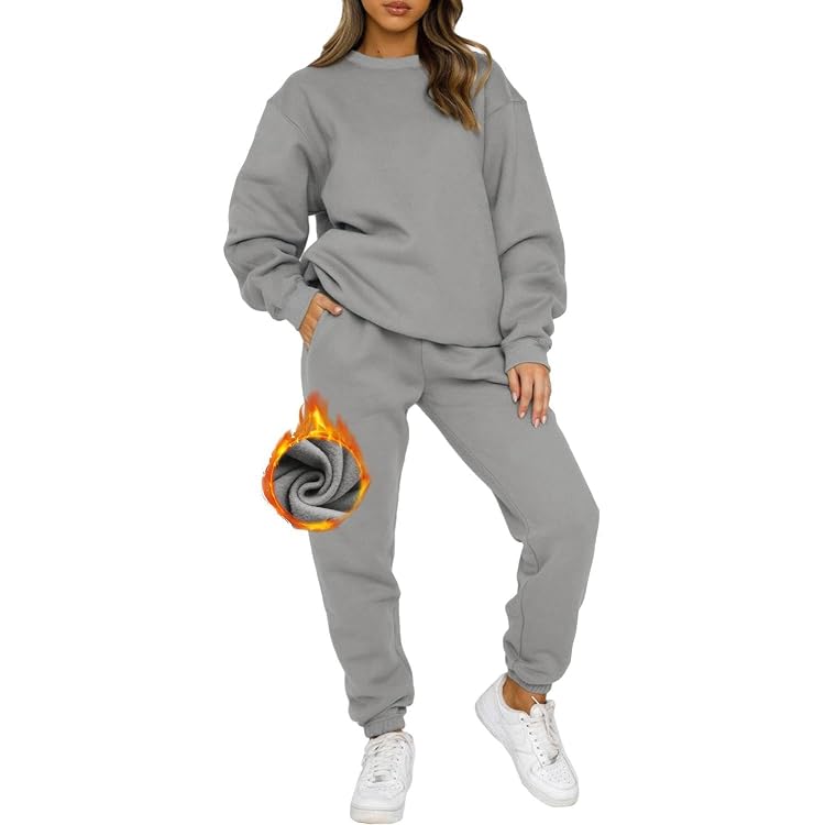 Survêtement Femme 2 Pièces – Sweatshirt + Jogging En Coton, Confortable Pour La Maison, Sport, Décontracté