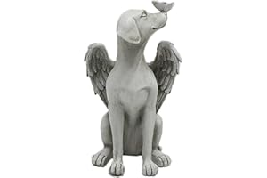 AMUSINGTAO Statue d'ange en forme d'ange de chien - Décoration de jardin - Statue avec ailes d'ange - Statue commémorative - Ange endormi - Avec ailes - Décoration de cimetière