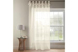 Alan Symonds Tiara Dolly Diamante Tab Top Curtain Panel (Cream, 57" x 72" [145x183cm])