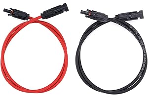 Bemodst Solar Panel Extension Cable - 1M/2M/3M M-C-4 Solar Panel Cable 6mm² PV Wire (Black Cord + Red Cord) with Female and Male Connector for Solar Panels, Photovoltaic Systems (1M/3.2FT)