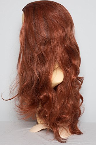 Elegant Hair - 22" Ladies 3/4 Half Fall Wavy Wig - Copper/Dark Brown Highlights #350/H4 - High Quality Kanekalon Heat Resistant Synthetic Fibre - Clip In Hair Piece Extension - Weight 250g