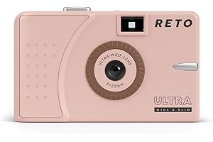 RETO Ultra Wide und Slim 35 mm Wiederverwendbare Tageslicht-Filmkamera – 22 mm Weitwinkelobjektiv, fokusfrei, leicht, einfach zu bedienen (Pastellrosa)