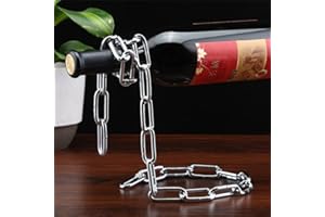 Roontin Creative Metal Chain Wine Rack,Retro Handicraft Home Decor Wine Bottle Holder(Sliver)
