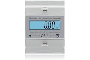 KETOTEK Contador Trifásico Carril DIN Vatímetro de Medida Bidireccional Multifuncional Visualización Trifásica de Consumo de Energía Import, Export y kWh Total, 3 x 230V/400V, 50/60Hz DTS331