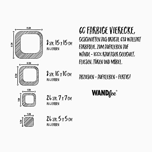 WANDfee® Wandtattoo 60 farbige Retro Cubes Vierecke Farbe dunkelbraun braun hellbraun beige - 2
