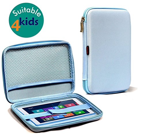 Navitech Eva Hellblau Hartes Nylon Schutzhart Tragetasche Für die Kurio 8,9 Zoll Smart 9 Windows Kids Tablet