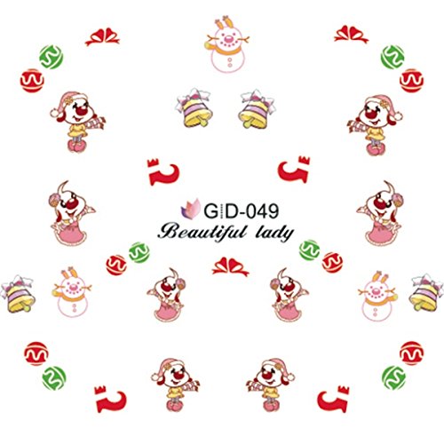 Preisvergleich Produktbild Bluelover Glow In Night Christmas Rabbit Water Transfer Aufkleber Nail Sticker