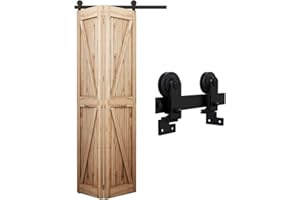Wolfbird 2.5ft / 76cm Rail Porte Coulissante Pliante Kit Roulette Suspendue Systeme de porte coulissante pliante, kit de porte pliante pour ouverture de porte de 50-66cm
