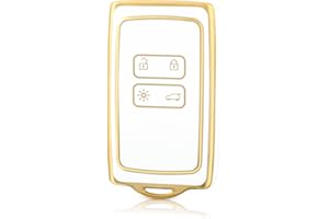 OFF WE GO Carcasa Funda con Renault Mando Llave Coche TPU Funda Carcasa Llave Coche Compatible con Renault Dacia Duster Clio Megane Sandero Arkana Kadjar Captur Koleos Carcasa Mando, Oro Blanco