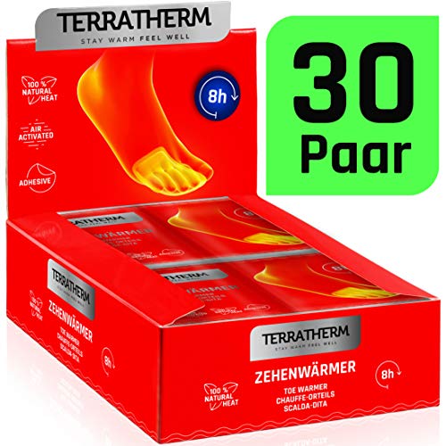 TerraTherm Chauffe Pieds, 8 Heures de Chaleur, chaufferettes pour Orteils, Super Mince et confortablement Doux, Chauffe Pieds Collants et chaufferettes, 30 Paires