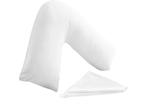 Latchini V Pillow with White Pillowcase Extra Soft Hollowfiber Filling, V-Shaped Pillow for Supreme Neck & Head Support, Ideal for Maternity Pregnancy and Nursing Support