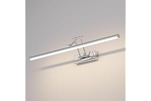 Klighten Led Miroir Lampe Salle de Bain 60cm,20W 1500lm Lampe pour LED Applique Rotating Ip44, Aluminium Applique Murale, Miroir Salle de Bain Blanc naturel 4000K,chrome