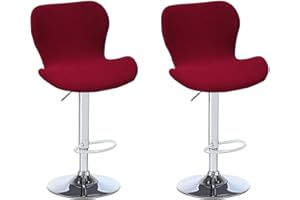 Levoberg 2 fodere per sgabello da bar, curve, estensibili, per sedia da bar, con schienale elastico, copertura per sgabello alto da cucina, colore: rosso vino