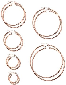 Sailimue 6 Paare 15-60mm Set Edelstahl Hoop Creolen für Damen Ohrringe Huggie