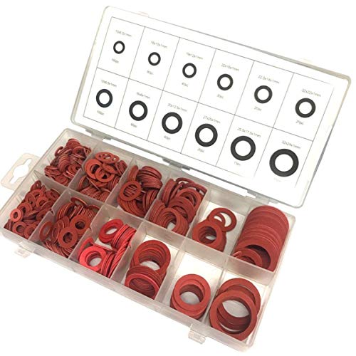 Nosii Caja surtida de 600 Arandelas de Fibra 5.5 mm ID hasta 24 mm ID plomeros Sellos Arandelas