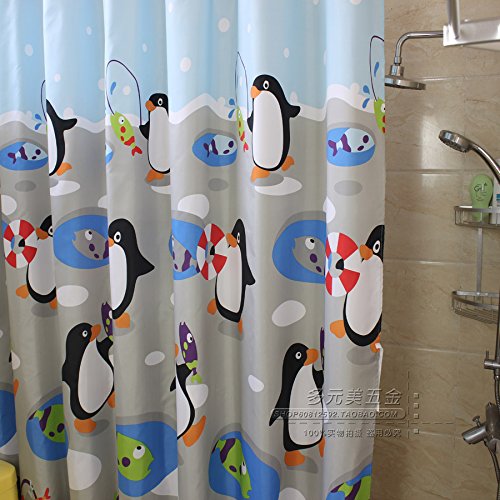 Upper-Verdickung polymer Polyester cartoon Badewanne Vorhang Pinguin wasserdicht und anti Schimmel Duschvorhang, 180 * * * 180 hohe