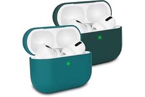 KOKOKA Custodia in Silicone Compatibile con AirPods Pro, Case Cover Protettiva Ultra Sottile in Premium Silicone per Airpods Pro, LED Frontale Visibile, Dark Green/Deep Green
