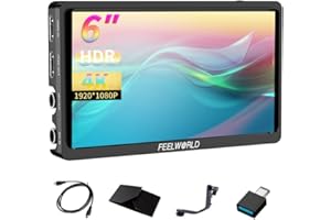 FEELWORLD FW568S caméra DSLR de 6 Pouces avec Le Signal 3G SDI 3DLUT Full HD 1920x1080 IPS F970 Alimentation Externe et Kit d’Installation