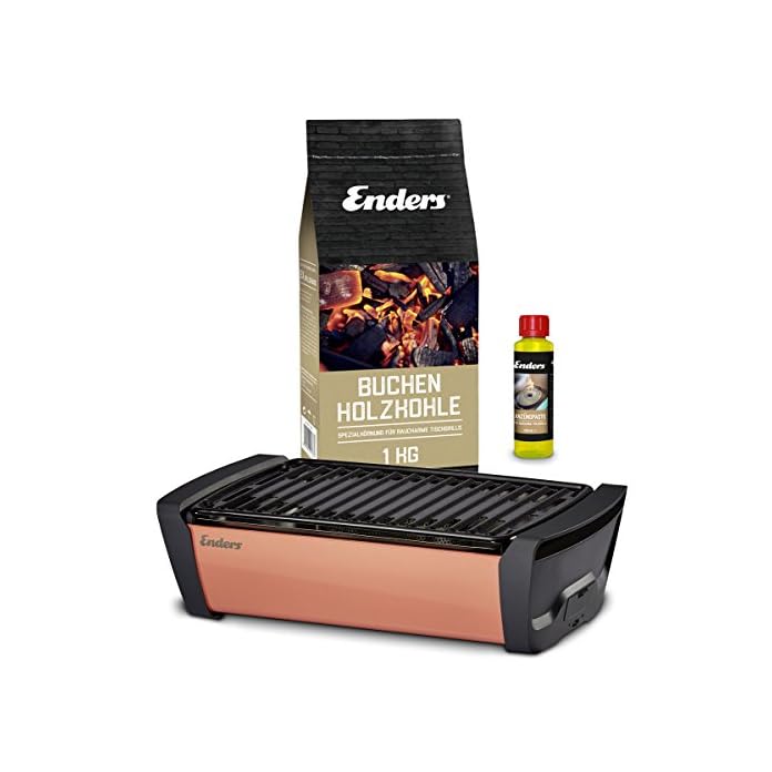 Enders Aurora Starterset Coral Raucharmer Tisch Grill Im Set Mit Holzkohle Und Anzndpaste Mobiler Holzkohle Grill Rauchfrei Fr Balkon Picknick Camping Deutsche Marke