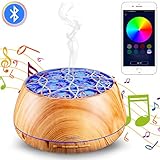 【Fernbedienung, mit Musik und Licht】 er ist nicht nur Aroma Diffuser, sondern auch Nachtlicht und Bluetooth Lautsprecher. Unterstützt 8 und 30+ benutzerdefinierte Beleuctungfarben, mit V4.2 Smart Bluetooth Stereo ermöglicht Ihnen verträumte Atmosphäre und reines kristallklares Musik genießen. 【+Aromalife APP】 unterstützt 10 Meter Kabellos verbinden, funktioniert einfach und bedient handlich, kompatibel mit meisten gängigen Handys(Google Handys ausschließlich).