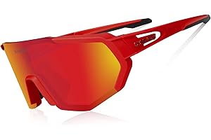 Queshark Lunettes de Sport Polarisées pour Hommes Femmes Avec 3 ou 5 Lentilles pour le Cyclisme, la Pêche, le Golf, la Conduite