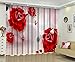 Produktbild 3D Verdunkelungs Fenster Vorhänge, Rote Blumen mit Schmetterlingen ,2er-Set Verdunkelungsgardine Für Wohnzimmer Schlafzimmer Küche,(0.75mx1.66mx2pcs)