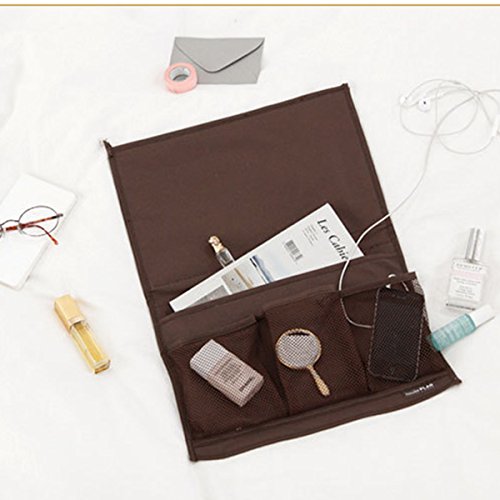 Bettablage Betttasche Sofa Aufbewahrungstasche Bed Organizer, SOONHUA Nacht Caddy-Speicher-Organisator-hängender Beutel für Buch Fernbedienung Handy Tabelle Cabinet Magazin Buch Caddy (Coffee) - 6