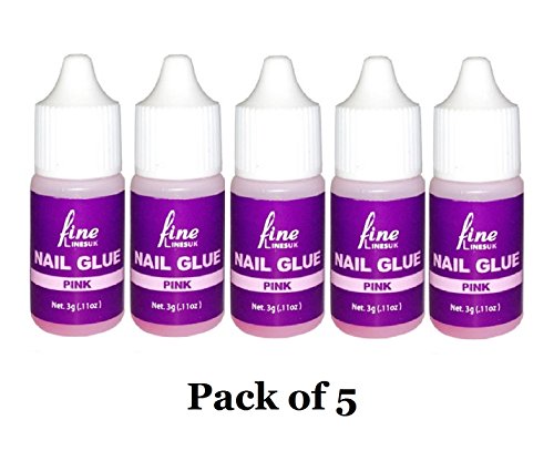 False/Fake Nail Glue, Pink Nail Adhesive 3g (Pack of 5)