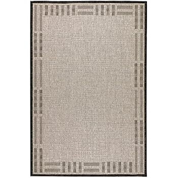 Amazon De Sisal Look Flachgewebe Teppich Lux Frame 3 Grau