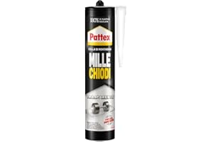 Pattex Millechiodi Trasparente, adesivo di montaggio a base acqua con presa immediata, adesivo trasparente preciso per metallo, legno e altro, in cartuccia, 1x310g