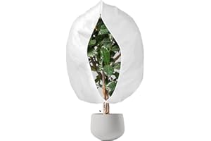 FAMIROSA Voile Hivernage Plante Exterieur, Housse D'hivernage pour Plantes avec Cordon de Serrage et Zipper, Housse de Protection pour Plantes Réutilisable Résistant (80x100cm)