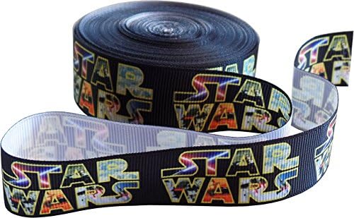 Star Wars Grosgrain Printed Ribbon 1" Wide for Cakes, Crafts, Gift Wrapping, Hair Accessories (2m Length)