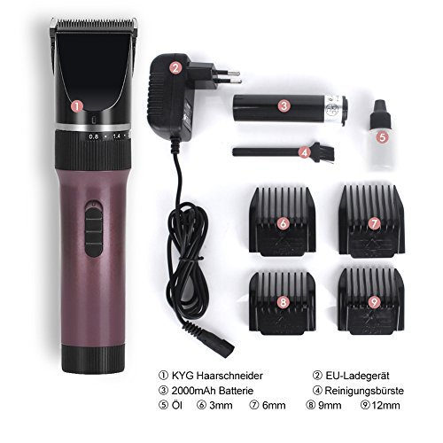 KYG Herrn Kinder Haarschneider Set Akkubetrieb Haarschneidemaschine Eletronische Profi Haar Schneider Haartrimmer Haar für Salon Braun - 7