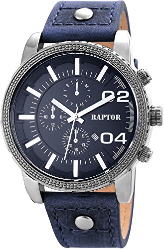 Raptor Analog Herrenuhr, Oberseite Echtleder/ Unterseite Lederimitat,  52 mm Blau - 297923000053, Farbe8