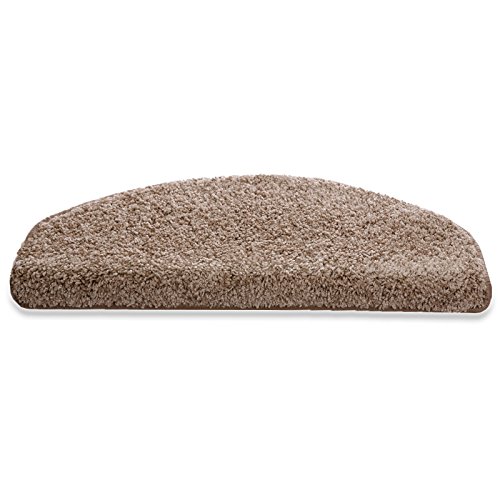 Stufenmatten uni beige | Qualitätsprodukt aus Deutschland | GUT Siegel | kombinierbar mit Läufer | 65×23,5 cm | halbrund | 15er Set - 3