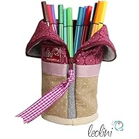 Handmade Federmäppchen Stiftetasche Schminktasche mit Wunschname Stickerei Geschenk Geburtstag Mandalablumen magenta
