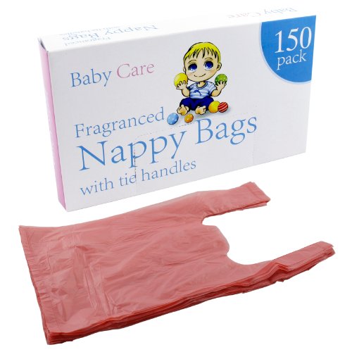 AMOS Disposable Hygienic Fragranced Scented Baby Nappy Diaper Bin Bags with Tie Handles Perfumed Sacks (150 Pack)