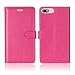 Produktbild GomoBuy® Apple iPhone 7 Plus Hüllen Solide Schwarz Drucken(Schmetterling Weinstock)PU Ledercase Tasche Hüllen Schutzhülle Muster Design Etui Brieftasche Ledertasche mit Handschlaufe Neu Zubehör im Bookstyle Cover (Rosa)