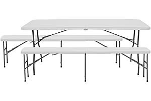 ORION91 Conjunto Plegable Mesa con 2 Bancos de 180cm Catering O91