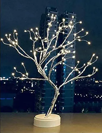 Sellrabbit -Table top 108 LED Tree Light, Battery Light / USB Operated Mini Artificial Tree with Adjustable Branches for Home Decoration for Diwali, Christmas, Wedding ,Warm White, Set of 1
