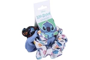 CARTOON Scrunchies Disney, Lilo & Stitch élastiques pour cheveux en toile, codins, 3 pièces, bleu clair - 1648