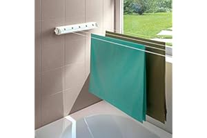 SAIF Retractable 18m 5 Lines Washing Line Laundry Wall Mounted Clothe Airer Garden Prop Drying rope indoor or outdoor, ideal for small space