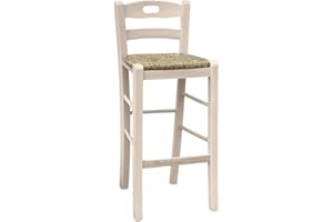 OKAFFAREFATTO MADDALONI okaffarefatto SEDIA SGABELLO IN LEGNO MASSELLO H 66 CM DA TERRA ALLA SEDUTA GREZZO DA VERNICIARE CON SEDUTA IN PAGLIA PER CASA PUB RISTORANTE FAI DA TE nuovo già montato