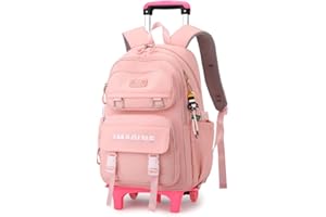 VIDOSCLA Solid Color Kids Middle/High School Rolling Backpack for Boys Primary Students Wheeled Bag Elementary Bookbags for Girls